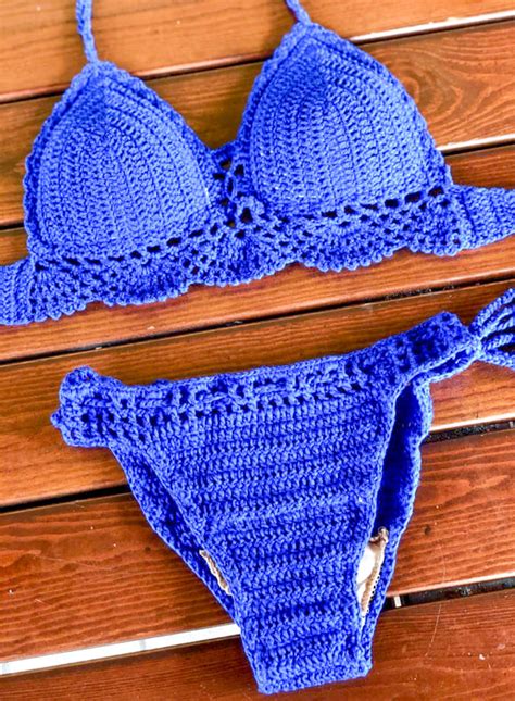 blue crochet bikini